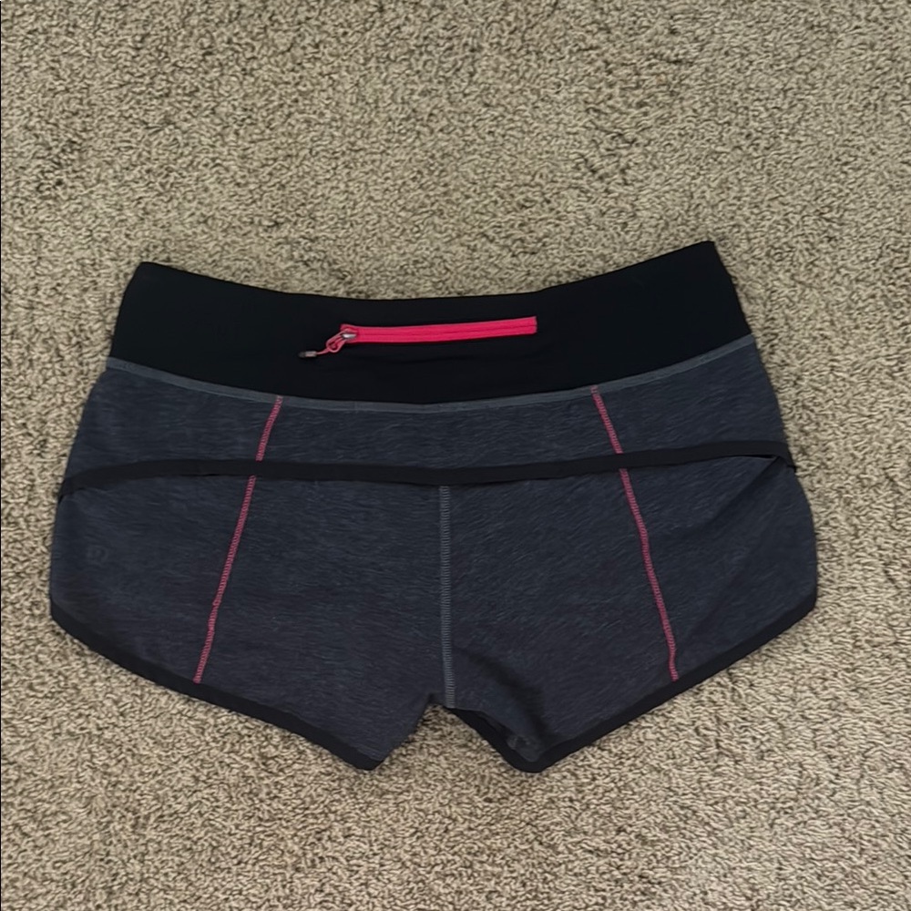 Lululemon Heathered Black and Pink Shorts